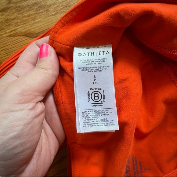 Athleta Elation Crossover Rib 7/8 Tight in Flame Orange Size small - Picture 5 of 7